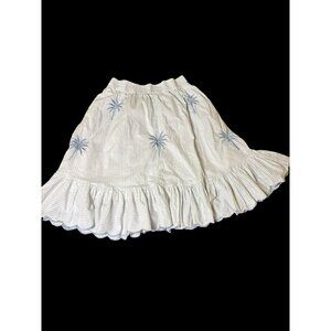 Zapelle Palm Tree Skirt, Lined, Blue & White, Sz. Large